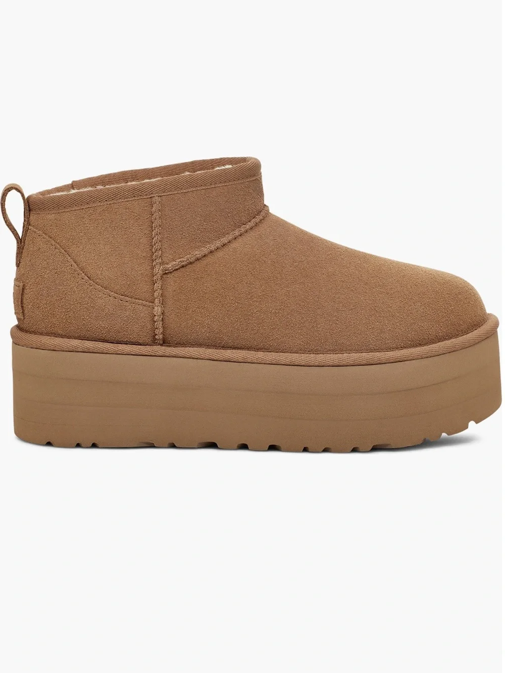 UGG Women's Classic Ultra Mini Platform Boots in chestnut suede